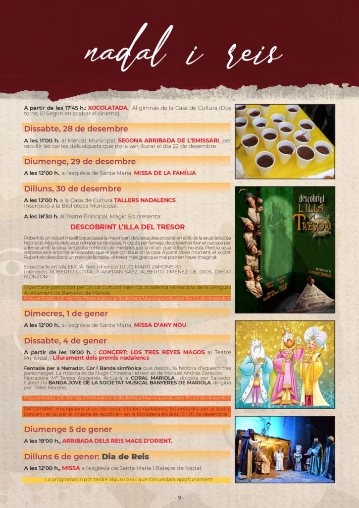 programació nadal 2019 banyeres de mariola
