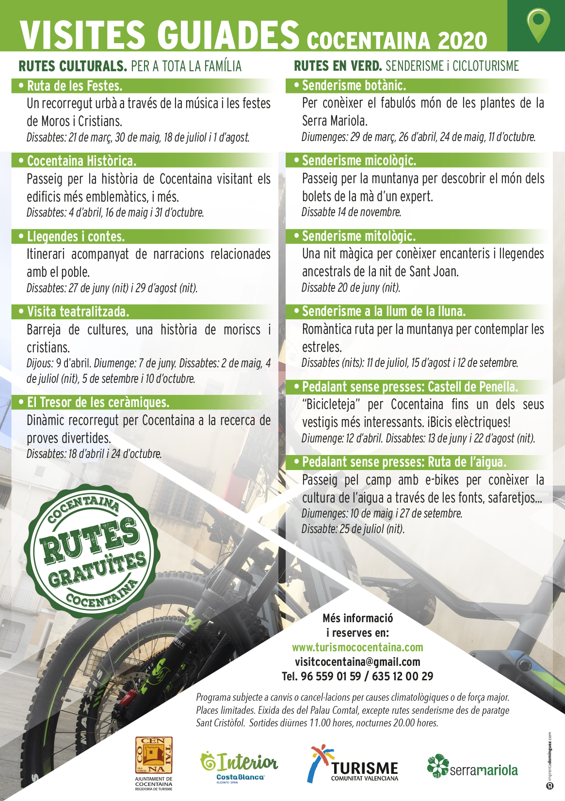 rutes visites guiades gratuïtes cocentaina 2020